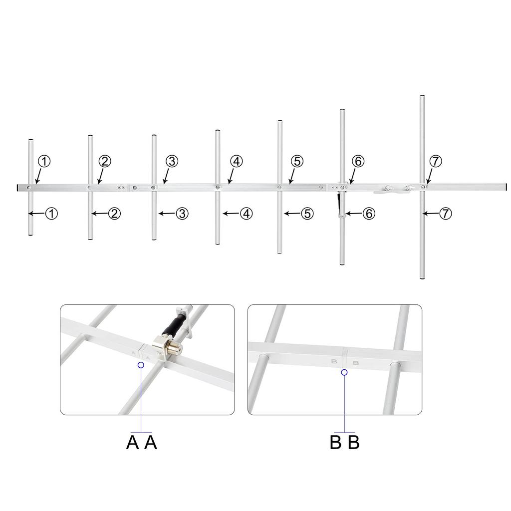 UHF Compatible 7 Element YAGI Yagi Antenna MJ Type Connector with U Type Bolt High Gain High Gain Outdoor Antenna Installation Required For Radio