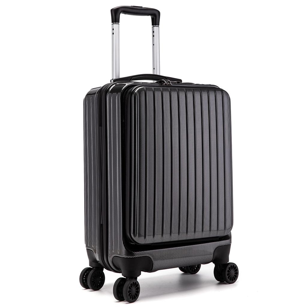 PC Front 8 Wheel Silent YKK Business Carry NF001 [New Face] [Kobe Liberal] Carry-on, Compatible, Open, Casters, Zipper, Suitcase, (Silver Hairline)