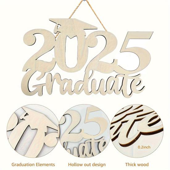 Деревянная табличка для входной двери «Выпускной 2025 года», приветственный знак для выпускного вечера, декор для фотобудки