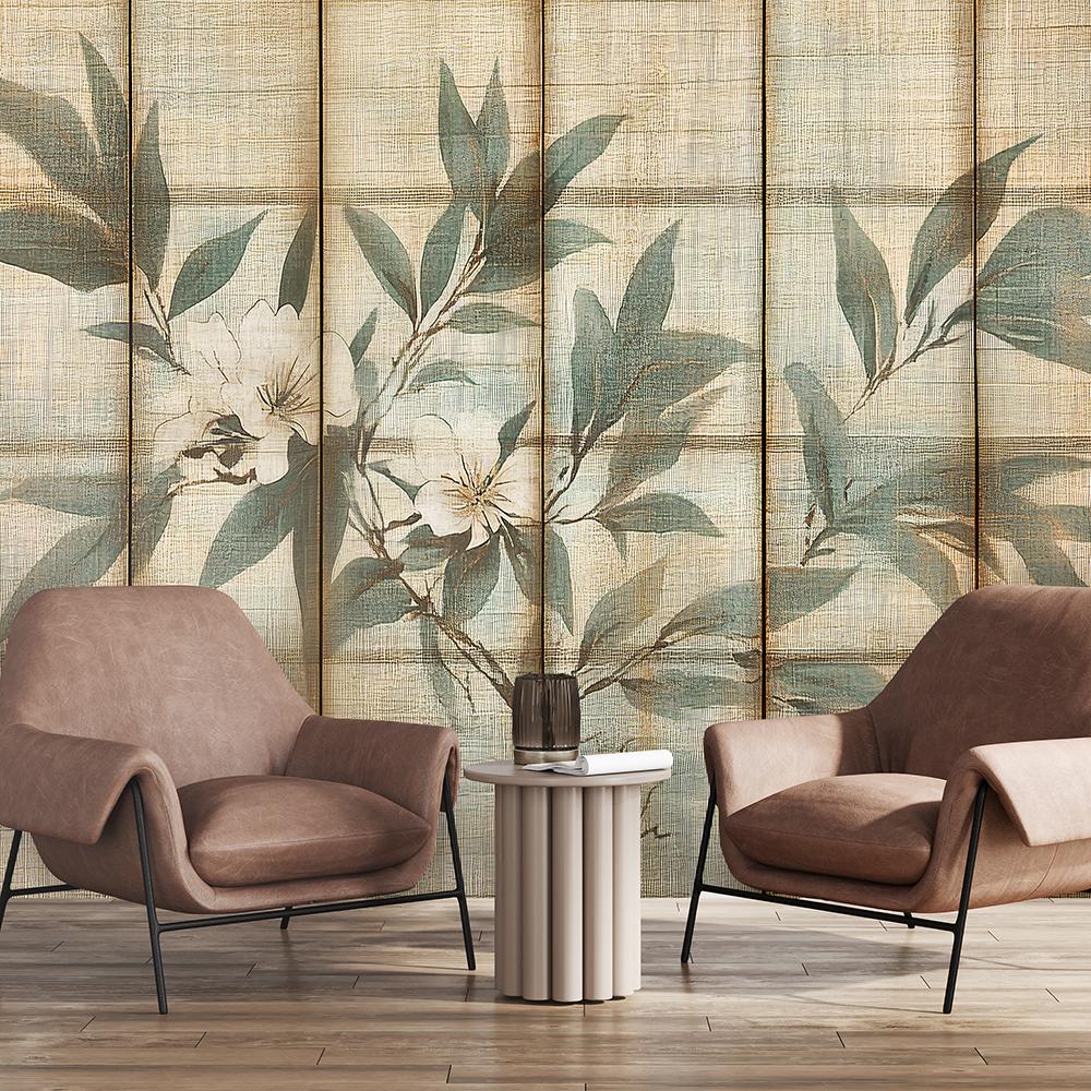 Wallpaper łogyga plants with flowers in warm colors