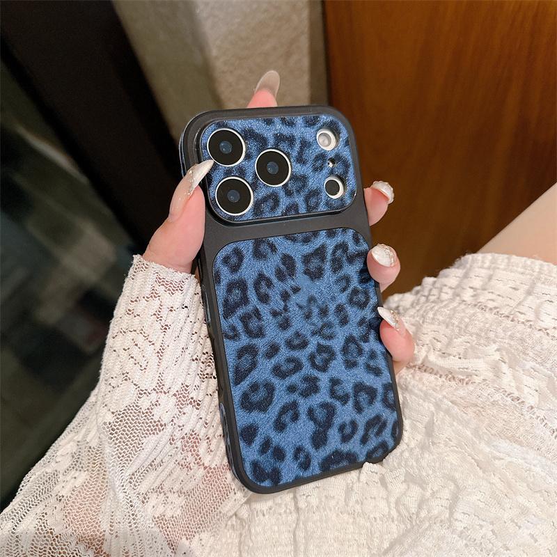 Модный Чехол для Телефона с Леопардовым Принтом и Текстурой Кожи для iPhone 17 16 15 14 13 Pro Max Мгновенный Поворот 17 Большое Окно Ударопрочный Чехол