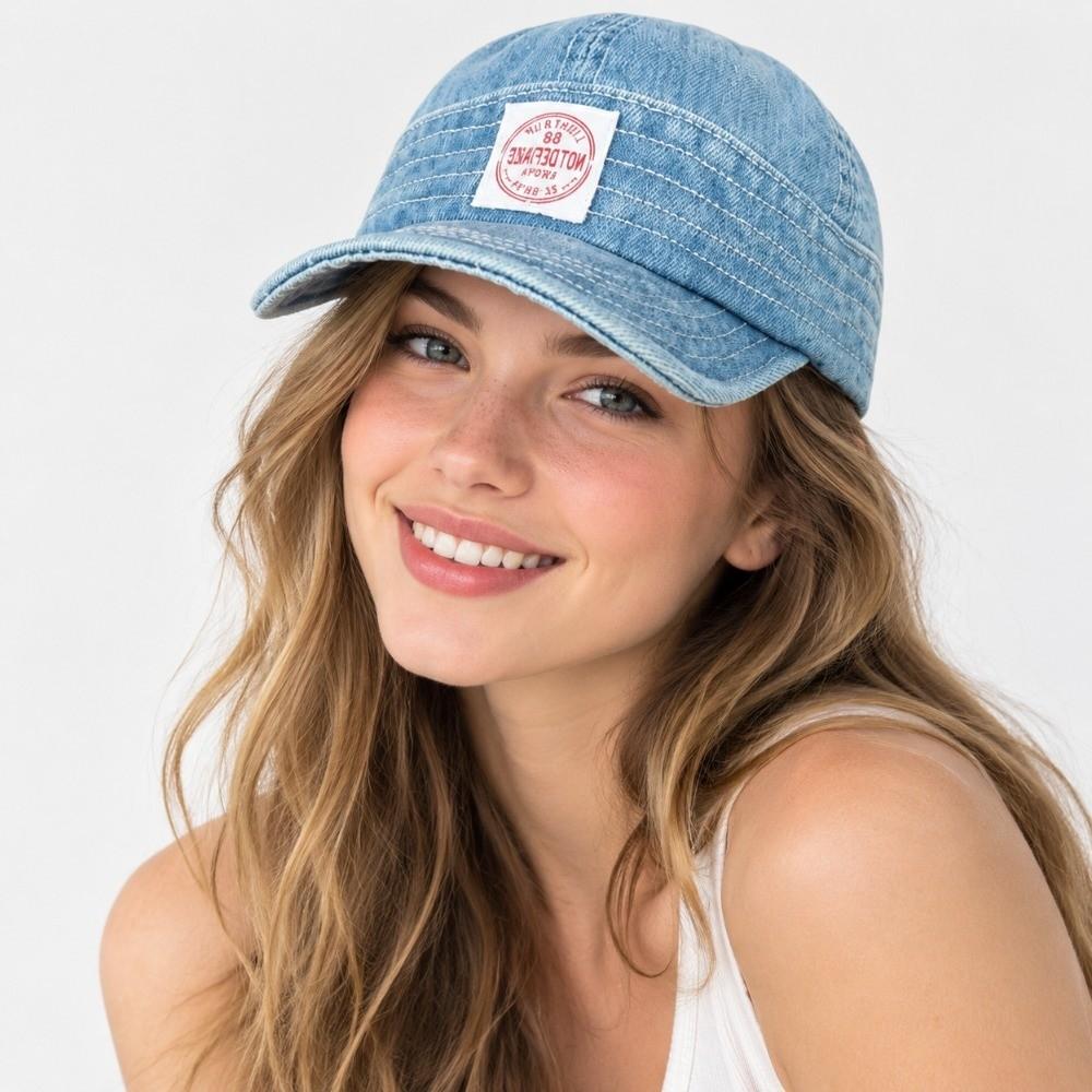 Breathable Soft-Brimmed Hat Washed Denim Snapback Hat Casual Sun Hat for Men Women