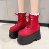 Fashion 13CM,17CM Women's Boots Autumn Women Ankle Boots Platform Wedges High Heels Booties New Fashion Design Red Cosplay Shoes Women