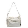 Monochromatic Decorative Nylon Shoulder Bag for Women with Zipper Casual Crossbody Bag