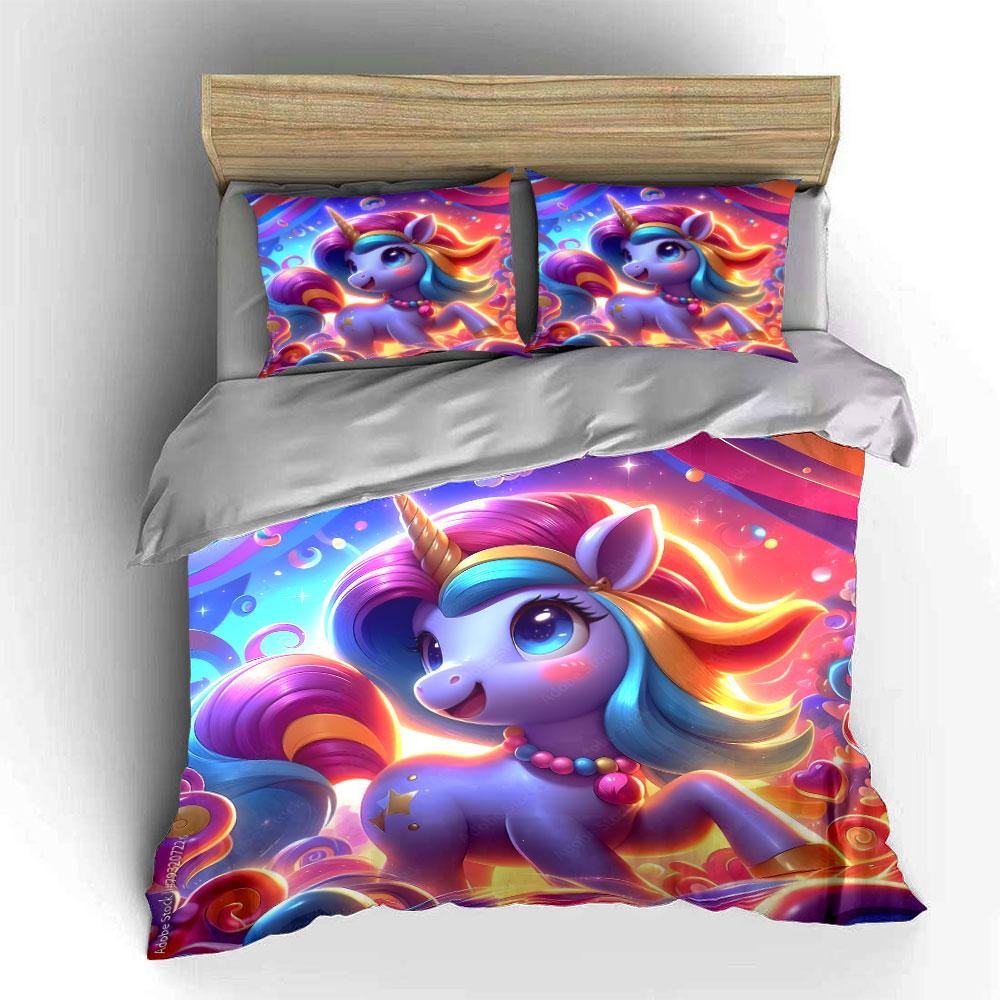 Colorful Unicorn Bedding Set Bedding Duvet Cover Set Duvet Cover Pillowcases (1 * Duvet Cover 2 * Pillowcases, without duvet insert)