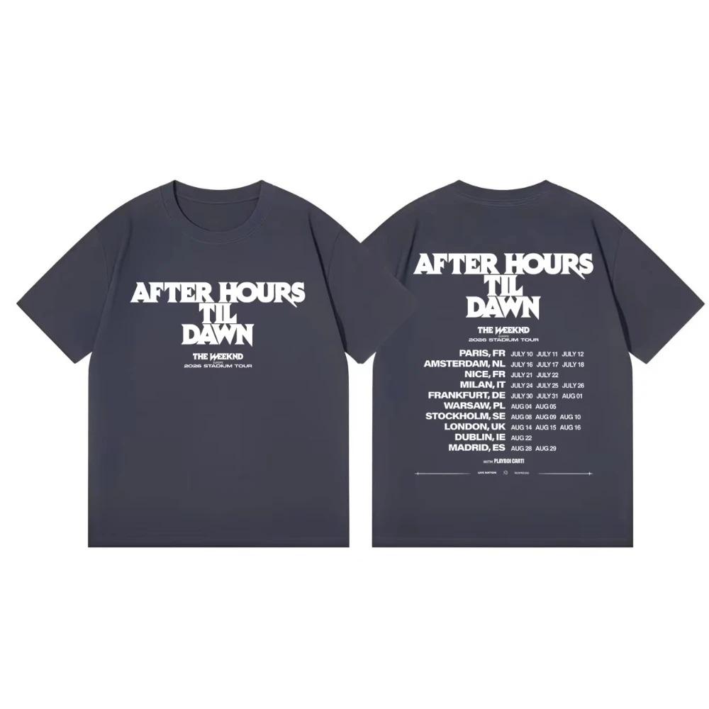 Модная хип-хоп футболка с коротким рукавом The Weeknd After Hours Til Dawn Тур 2026 Мерч Футболки Унисекс Женские Повседневные Хлопковые Футболки