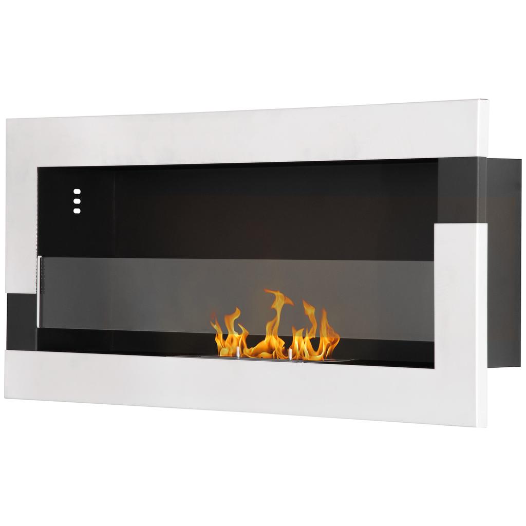 Bioethanol Fireplace in Stainless Steel, 2.5h of Combustion with 1.5L Tank and 20m² Coverage, 90x16x40 cm, Silver