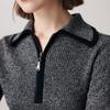 Женский джемпер-поло Paro 2025 Осень/Зима с жаккардовым узором из кашемира и молнией на воротнике