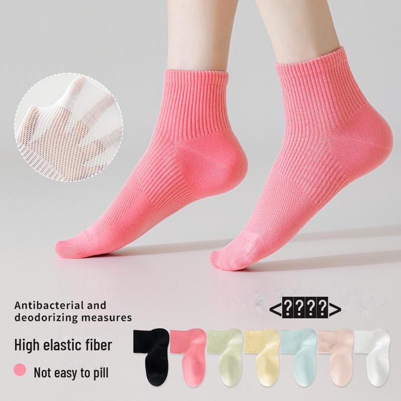 Женские белые сетчатые дышащие носки до щиколотки из хлопка - летние, впитывающие пот, дезодорирующие, спортивные.