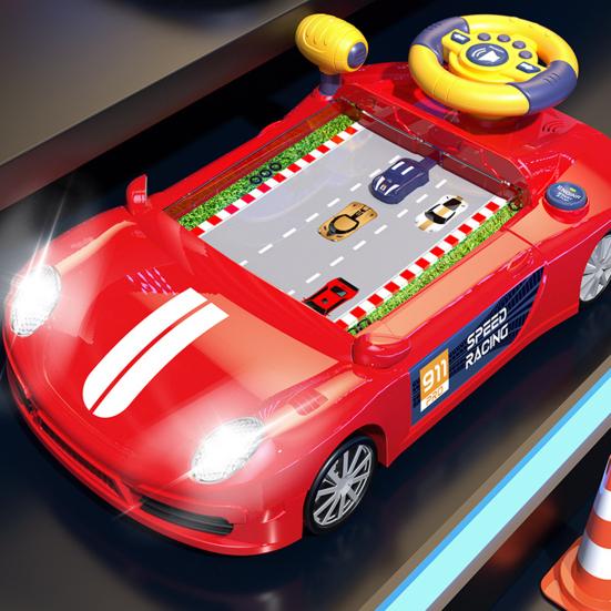 Детский симулятор вождения с легкой музыкой, регулируемая скорость, обучающая игрушка-руль для малышей, интерактивная ролевая гоночная настольная игра