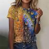 Colorful Droplet Pattern T-Shirt For Women Gradient 3D Printed Short Sleeves Summer Tees Oversized T Shirts Round Neck Tops