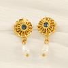 New Stainless Steel Diamond Star Disk Pearl Earrings Fashion Versatile Light Luxury Titanium Steel Earrings Women