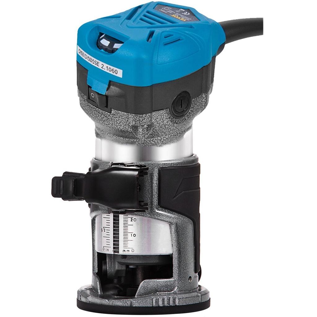 800W Max Torque Variable Speed 30,000RPM Compact Router with Collets 1/4" & 3/8" 1 x Plunge Base & 1 x Tilt Base 220V