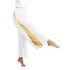 Womens Liturgical Dance Set Round Neck Long Sleeve Metallic Shiny Patchwork Irregular Dress Wide Leg Pants