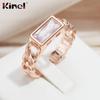 Kinel Big Size Hollow Ring For Women Square Zircon Fine Jewelry Gift