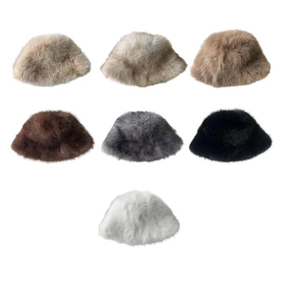 Women's Fuzzy Faux Fur Bucket Hat Winter Plush Furry Ladies Hat Fluffy Sherpa Fisherman Cap for Cold Weather