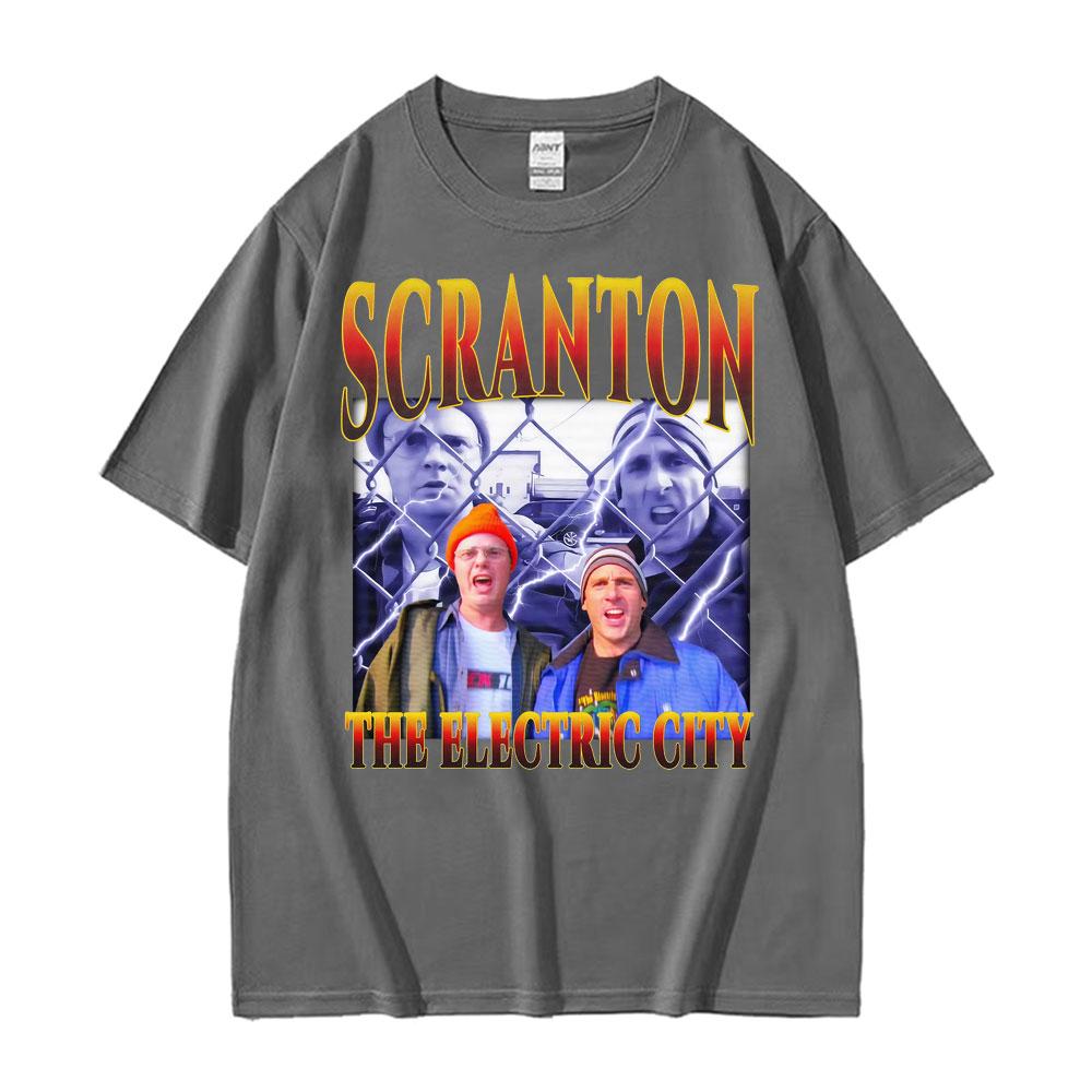 Funny Scranton The Electric City Vintage 90s Movie T Shirts Mens Clothing Fashion Classic Tshirt Cotton Summer Casual T Shirt