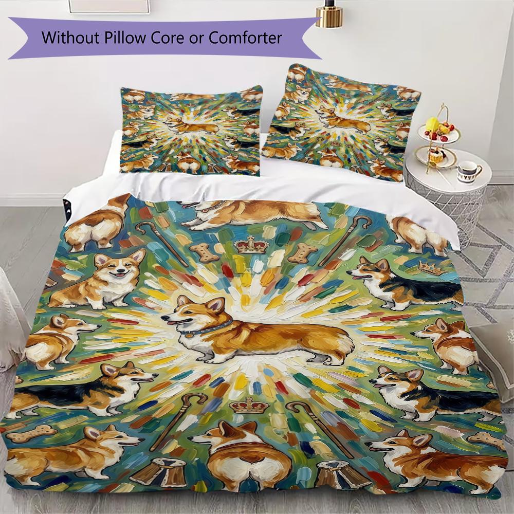 Cute puppy Pattern Bedding uilt Set uilt Cover Pillowcase Home Decoration Birthday Gift (1 * duvet cover + 2 * pillowcase without core)