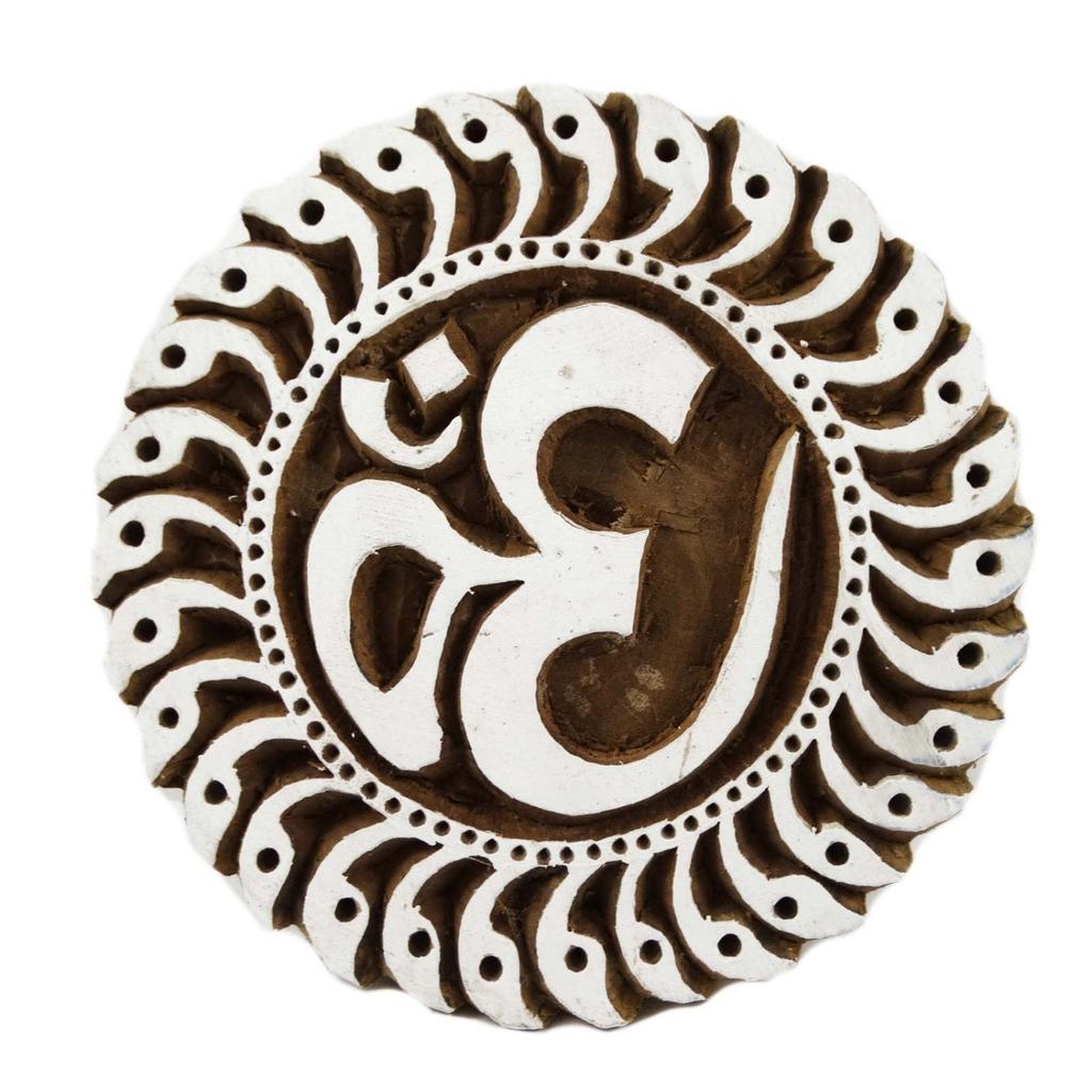 IBA Indianbeautifulart Круглая форма Деревянный блок Ом Печать Текстильная печать на одежде