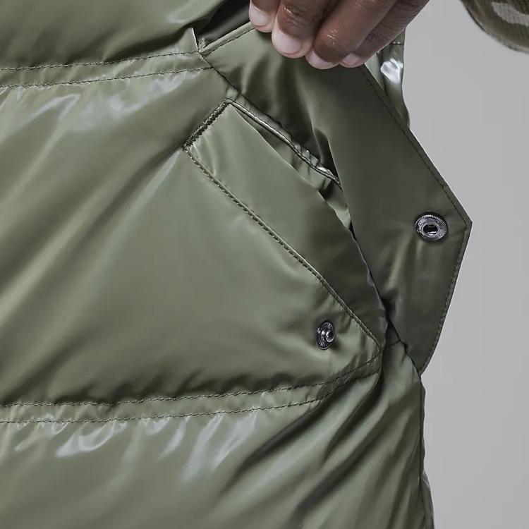 Jordan Повседневный минималистский пуховый жилет с капюшоном для детей, жилеты оливково-зеленого цвета HQ8075-222