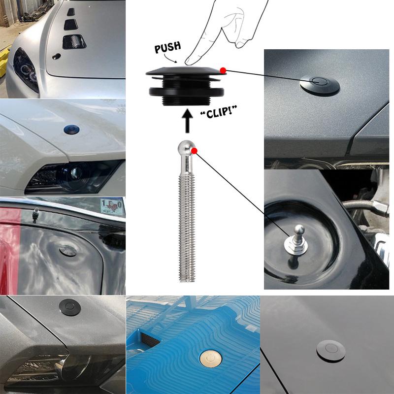 Sport Universal Push Button Billet Hood Pins Lock Clip Kit Car Quick Latch New For FORD Mustang 4.6L V8 96-04 PQY-HP31BK