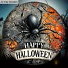 Happy Halloween Wooden Sign with Black Spider Pattern - Unique Figurine Ornaments - Ideal for Front Door, Yard, Porch, Room Decor