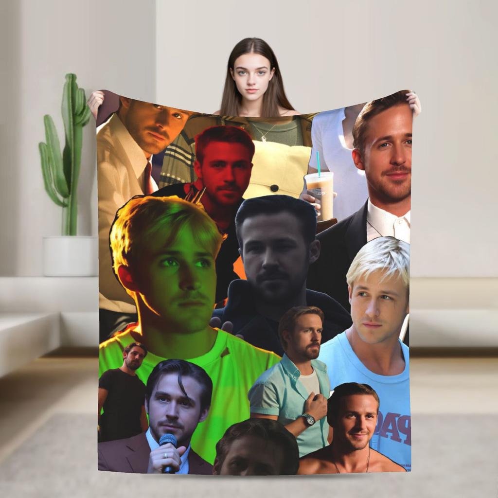 Ryan Gosling Collage Warm Soft Blanket Funny Travel Office Throw Blanket Couch Bed Flannel Bedspread Sofa Bed Cover