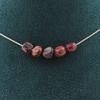 Stones and Minerals. 5-pearl Rhodochrosite Necklace from Brazil Stainless Steel Chain Necklace for Women and Men. Custom Size