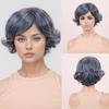 Женские модные синтетические пушистые парики с боковой челкой женские короткие вьющиеся черные седые волосы парики из высокотемпературного волокна