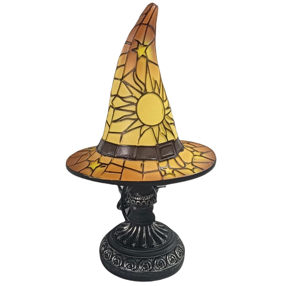 Witch Hat Lamp USB Powered Night Light Resin Witch Hat Light Ornament Bedside Lamp for Living Room Home Bedroom Decoration