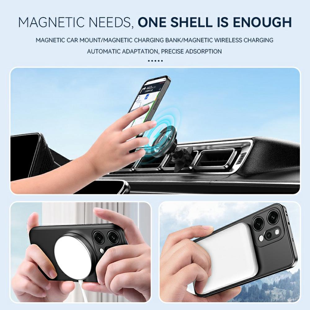 For Oppo Reno14 5G (Global) Case Compatible with MagSafe Hidden Kickstand Skin-Feel Matte PC TPU Phone Back Cover