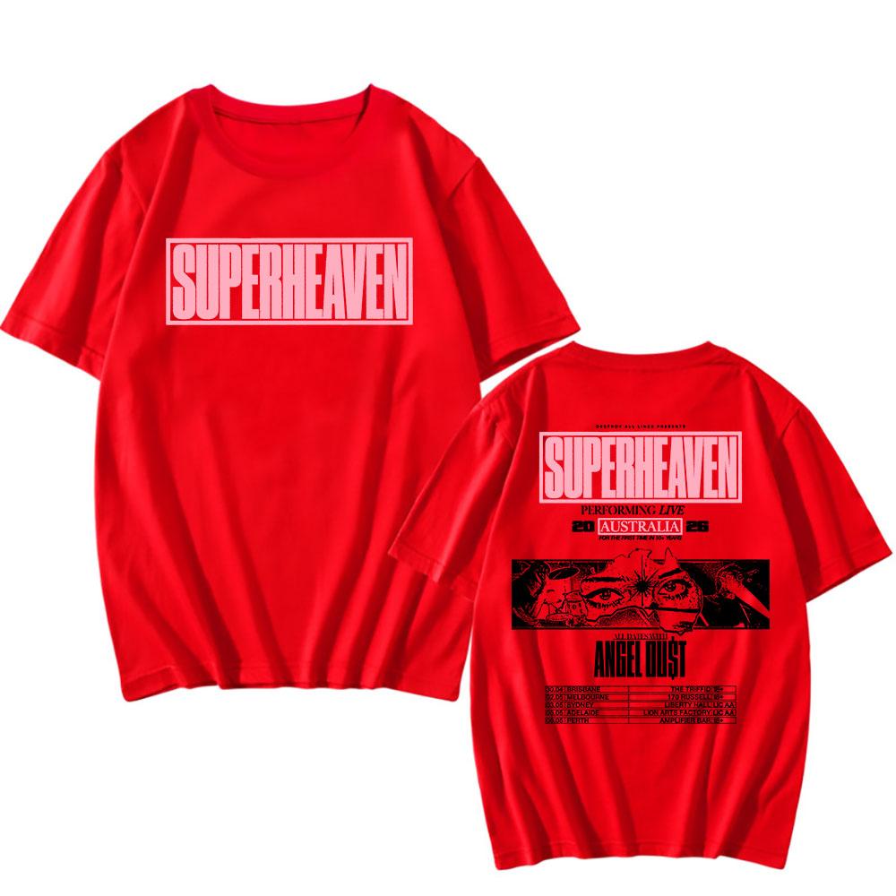SUPERHEAVEN Австралийский тур 2026 Футболка Унисекс Уличная одежда Летняя Хлопок Мужские/Женские Футболки Графический Принт Мерч Хип-Хоп