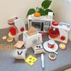 Wooden Toy Kitchen Set: Pretend Microwave, Bread & Coffee Maker, Educational Simulation for Kids