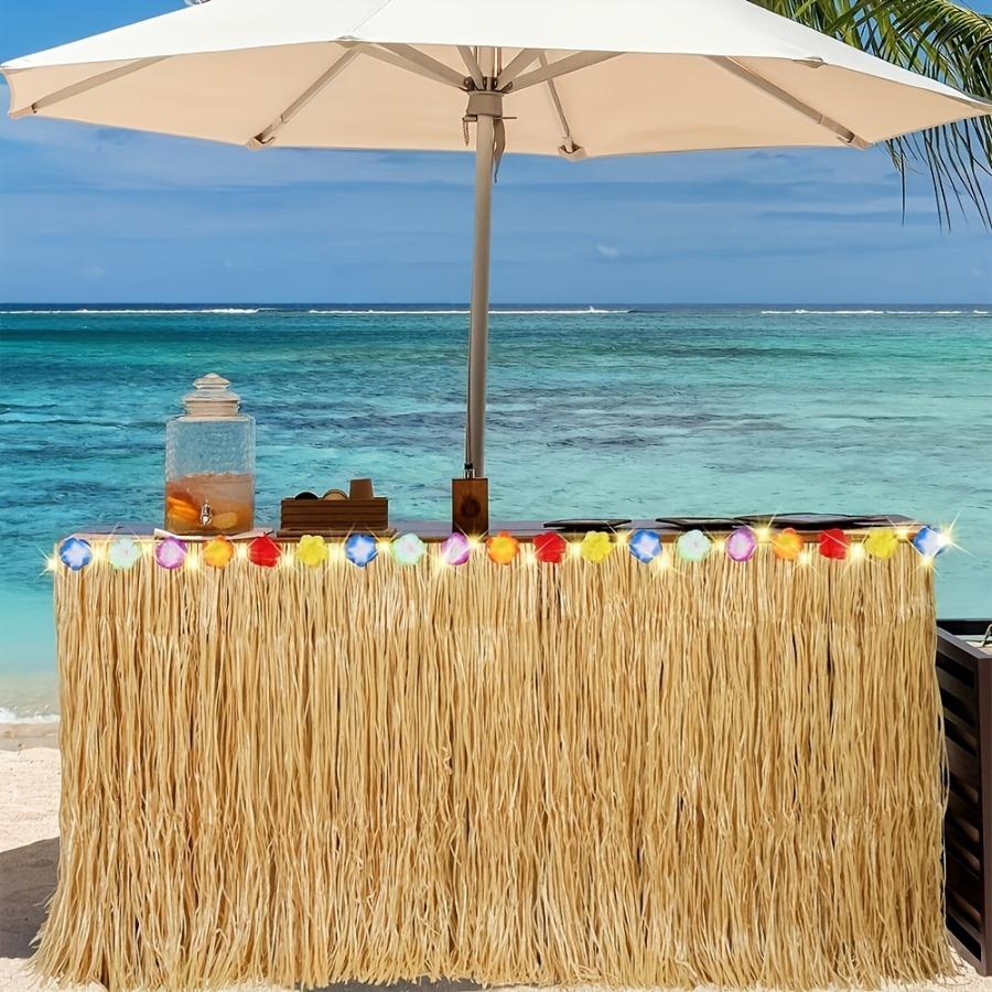 Яркая тропическая гавайская юбка для стола, легко вешается и многоразовый декор для вечеринок, луау и мероприятий на открытом воздухе - Летний декор для вечеринок