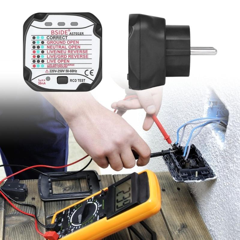 Portability Socket Tester Electrical Outlet Circuit Analyzers Detecting Live Neutral Ground Wire Durability Construction Tool