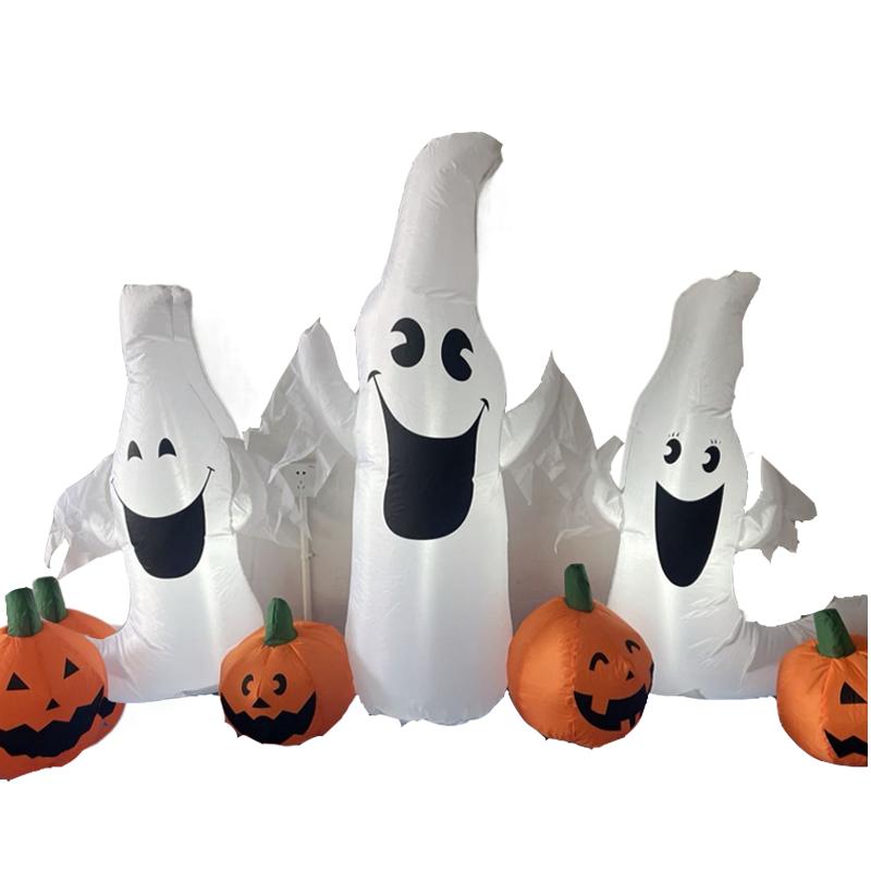 3M Halloween Inflatable Ghost with Pumpkin Outdoor LED Light Decor for Lawn Party