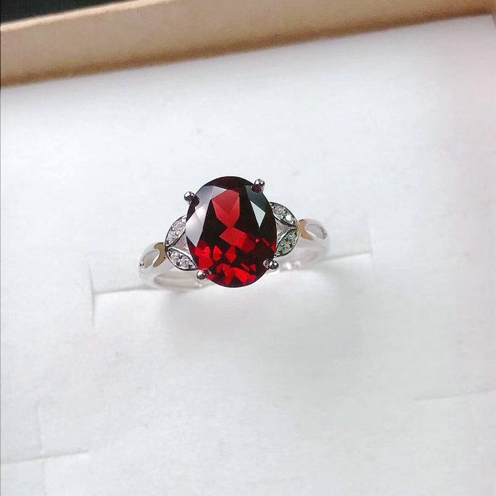 Trendy Open Garnet Ring: Simple Red Gemstone Design for Women