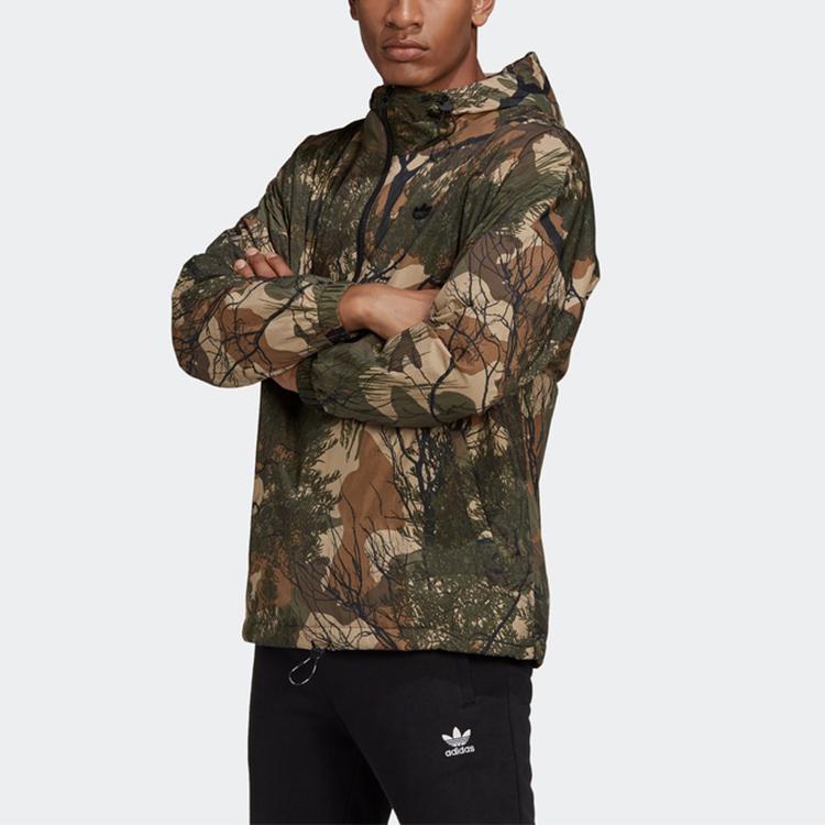Adidas Оригинальная мужская куртка с капюшоном на молнии с трилистником, камуфляжная куртка GE1308