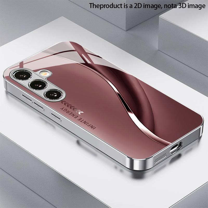 Чехол для телефона 2D с узором из розового атласа для Samsung S26 S25 S24 S23 S22 S21 S20 A56 A36 A16 - Защитная крышка из гальванического стекла