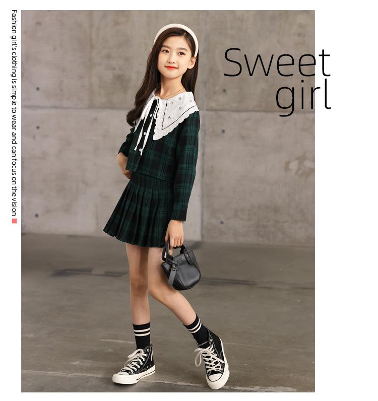 Комплект клетчатой плиссированной юбки для девочек Осень 2025 - Форма JK в академическом стиле для детей