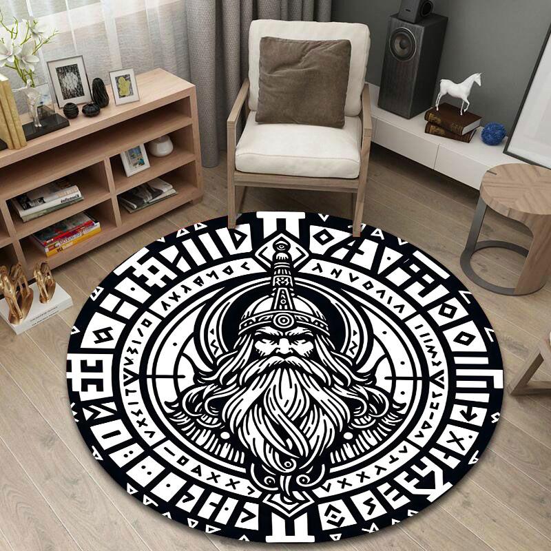 Bohemian Round Butterfly Multicolor Rug Mat, Non-Slip Floor Mat for Hallway