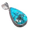 Tibetan Turquoise Gemstone Handmade 925 Sterling Silver Jewelry Pendant 2.17" AH-810