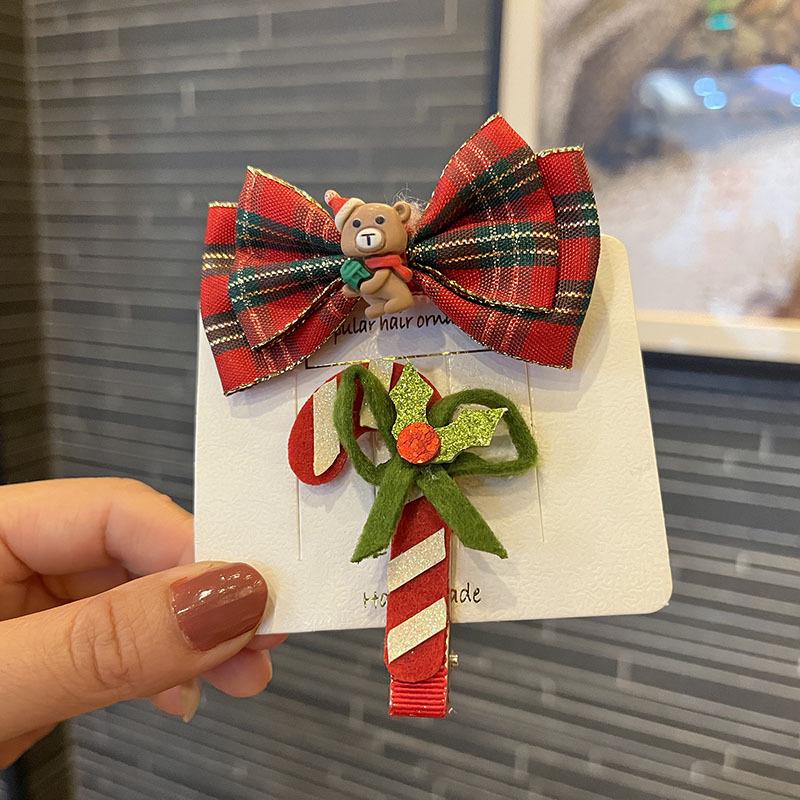 Милые рождественские заколки-банты для девочек - Нарядные боковые заколки и аксессуары для челки