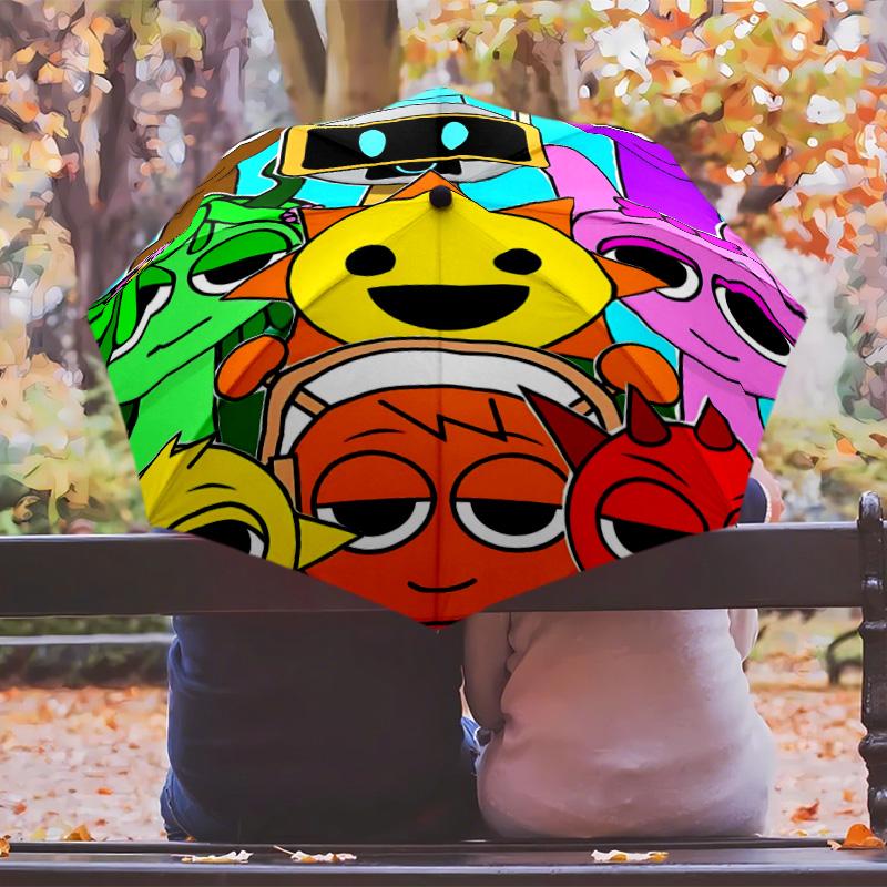 Game SPRUNKI Umbrella with Automatic Open/Close & Self-8-Rib Heavy-Duty Umbrella, Compact Travel Umbrella Suitable for Outdoor