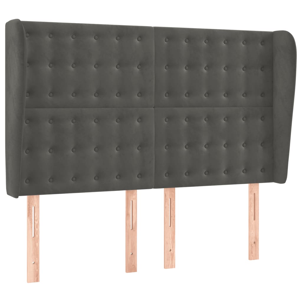 Headboard with Ears Dark Gray 147 x 23 x 118 128 cm Velvet