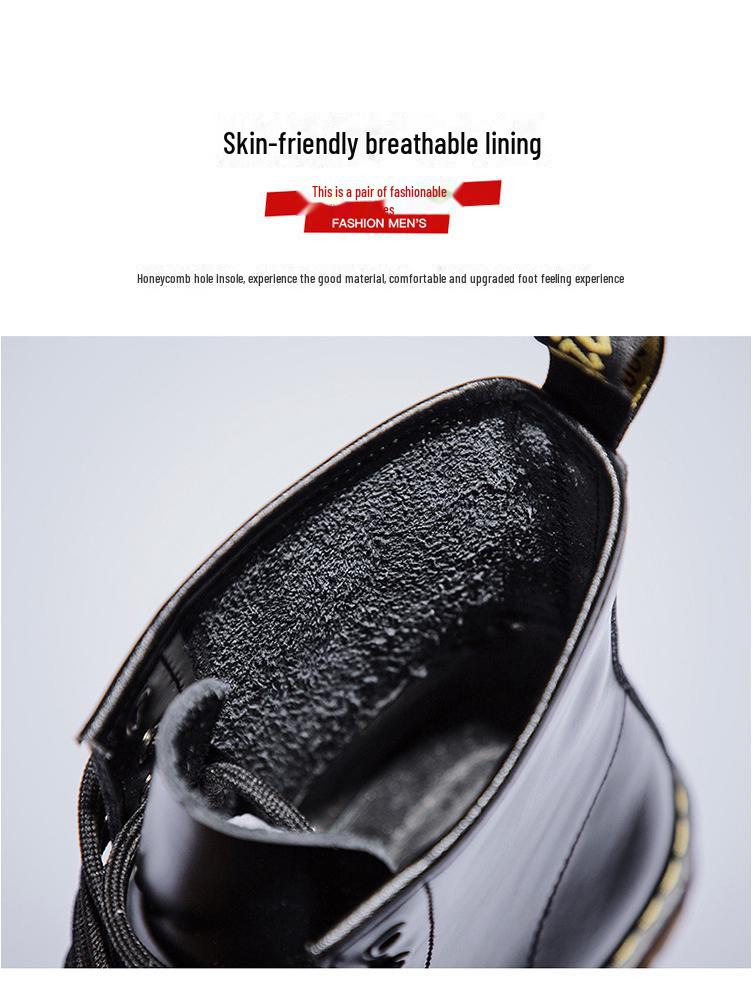 Men's High-Top Martin Boots - British & Korean Style Winter Leather Work Shoes, Versatile Trendy Casual Footwear with Velvet, Autumn Collection