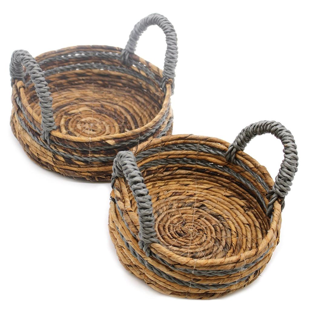 Raffia Baskets Set of 2 Banana Leaf Abu-Abu
