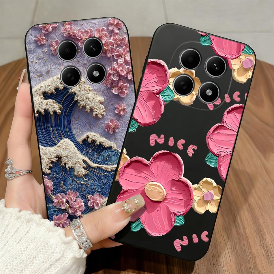 Lace Pattern Phone Case For Poco M8 Pro Soft Matte Silicone Funda Anti Drop Back Cover For Poco M 8 Soft Matte Protective Bumper