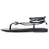 Pu Fashionable Comfortable Metallic Embellished Flat One Strap Sandals 1Cm Women Sandals Black 3614510800