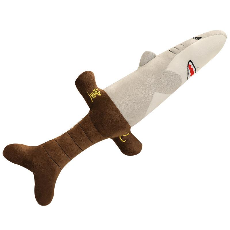 Creative Shark Knife Plush Doll Funny Tricky Homophonic Terrier Shark Sword Doll Doll Toy Funny Gift